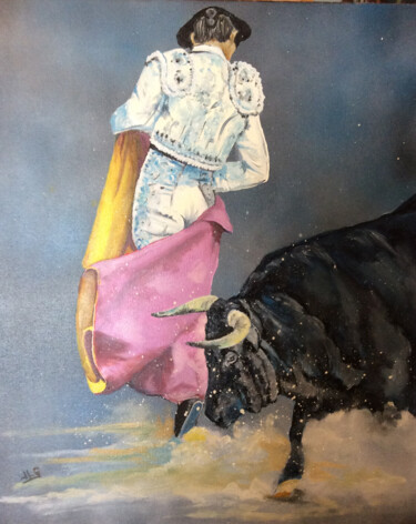 Pittura intitolato "Chicuelina" da Jean-Luc Garcia, Opera d'arte originale, Olio Montato su Telaio per barella in legno