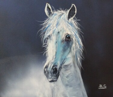 Painting titled "Seigneur de Camargue" by Jean-Luc Garcia, Original Artwork, Acrylic Mounted on Wood Stretcher frame
