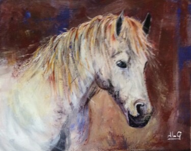 Painting titled "Le Camarguais" by Jean-Luc Garcia, Original Artwork, Acrylic Mounted on Wood Stretcher frame