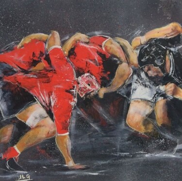 Painting titled "RUGBY 84" by Jean-Luc Garcia, Original Artwork, Acrylic