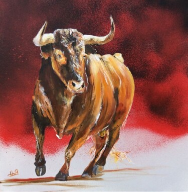 Painting titled "Toro 51" by Jean-Luc Garcia, Original Artwork, Acrylic