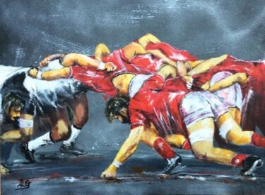 Painting titled "Rugby 102" by Jean-Luc Garcia, Original Artwork, Acrylic Mounted on Wood Stretcher frame