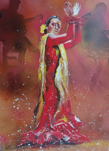 Painting titled "Flamenca 5" by Jean-Luc Garcia, Original Artwork, Acrylic Mounted on Wood Stretcher frame