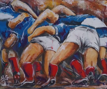 Painting titled "Rugby 121" by Jean-Luc Garcia, Original Artwork, Acrylic Mounted on Wood Stretcher frame
