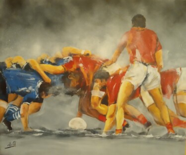 Картина под названием "Rugby 111" - Jean-Luc Garcia, Подлинное произведение искусства, Акрил Установлен на Деревянная рама д…