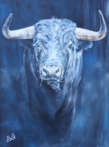 Malarstwo zatytułowany „Toro 69” autorstwa Jean-Luc Garcia, Oryginalna praca, Akryl Zamontowany na Drewniana rama noszy