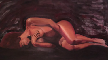 Malerei mit dem Titel "Femme nue allongée" von Jean Luc L'Haridon, Original-Kunstwerk, Öl