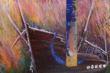 Painting titled "Wrecked Boat" by Jean-Luc Lacroix (JL LACROIX), Original Artwork, Acrylic