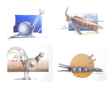 Zeichnungen mit dem Titel "Assemblage croquis…" von Jean-Luc Lacroix (JL LACROIX), Original-Kunstwerk, Acryl