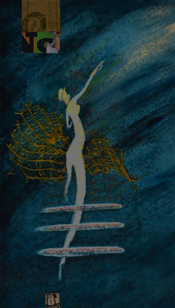 Malerei mit dem Titel "FLY" von Jean-Luc Lacroix (JL LACROIX), Original-Kunstwerk, Collagen Auf Andere starre Platte montiert