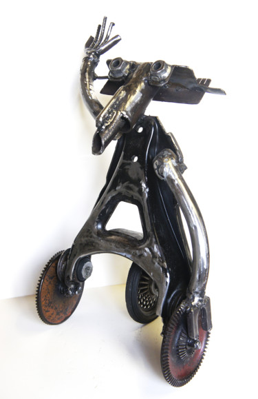 Sculpture titled "ÇA ROULE !" by Jean-Luc Lacroix (JL LACROIX), Original Artwork, Metals