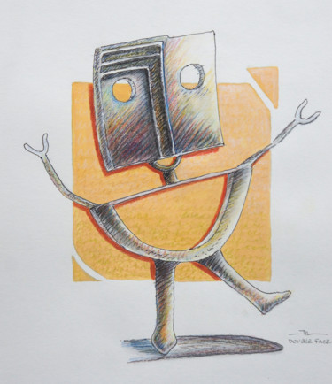 Drawing titled "Double-face" by Jean-Luc Lacroix (JL LACROIX), Original Artwork, Pencil