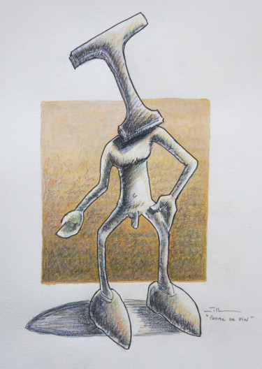 Dessin intitulée "pomme de pin" par Jean-Luc Lacroix (JL LACROIX), Œuvre d'art originale, Autre