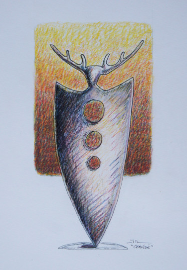 Dessin intitulée "CERVIDÉ" par Jean-Luc Lacroix (JL LACROIX), Œuvre d'art originale, Crayon