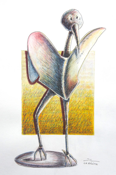 Desenho intitulada "LA RIFLETTE" por Jean-Luc Lacroix (JL LACROIX), Obras de arte originais, Lápis