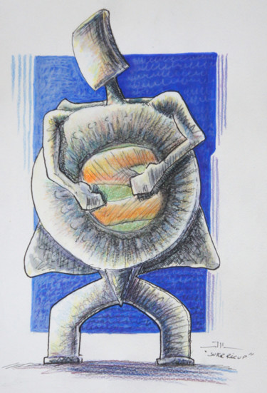 Dibujo titulada "SUPER RÉCUP" por Jean-Luc Lacroix (JL LACROIX), Obra de arte original, Lápiz
