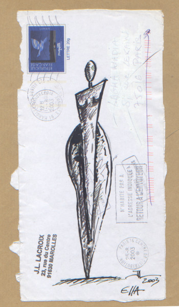 Desenho intitulada "Ella" por Jean-Luc Lacroix (JL LACROIX), Obras de arte originais, Tinta