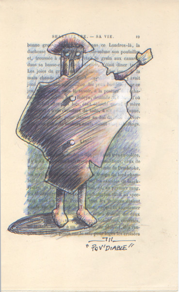 Disegno intitolato "Pov'diable (croquis)" da Jean-Luc Lacroix (JL LACROIX), Opera d'arte originale, Matite colorate