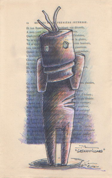 Desenho intitulada "Grenouillard" por Jean-Luc Lacroix (JL LACROIX), Obras de arte originais, Tinta