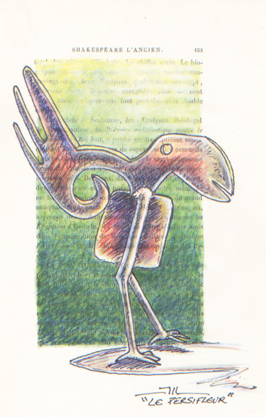 Desenho intitulada "Le persifleur, étude" por Jean-Luc Lacroix (JL LACROIX), Obras de arte originais, Tinta