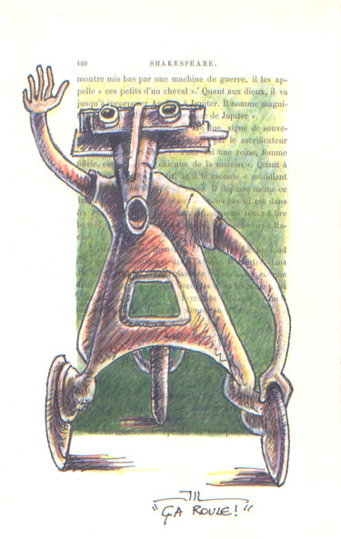 Zeichnungen mit dem Titel "Ça roule ! étude" von Jean-Luc Lacroix (JL LACROIX), Original-Kunstwerk, Tinte