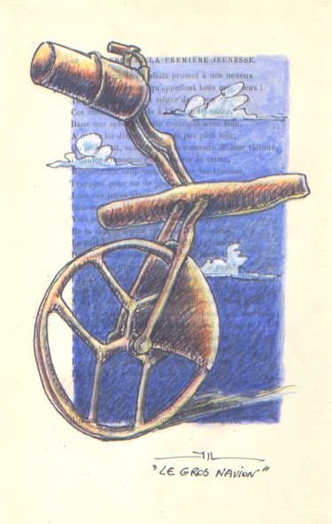 Drawing titled "Le gronavion, étude" by Jean-Luc Lacroix (JL LACROIX), Original Artwork, Ink