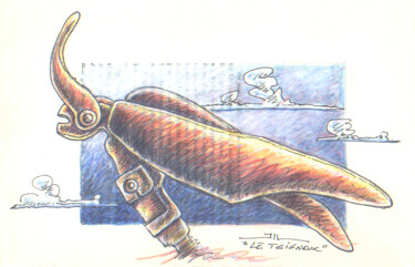 Drawing titled "LE TEIGNEUX croquis" by Jean-Luc Lacroix (JL LACROIX), Original Artwork, Acrylic