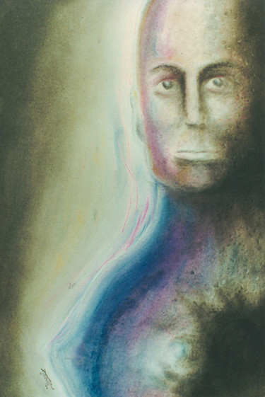 Malerei mit dem Titel "Humanoide 1" von Jean-Luc Lacroix (JL LACROIX), Original-Kunstwerk, Pastell
