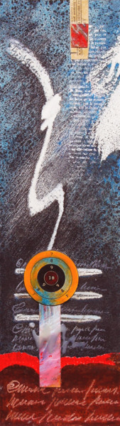 Malerei mit dem Titel "Ciblé 43x15cm" von Jean-Luc Lacroix (JL LACROIX), Original-Kunstwerk, Acryl Auf Andere starre Platte…