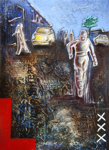 Pintura intitulada "Urban Walker" por Jean-Luc Lacroix (JL LACROIX), Obras de arte originais, Acrílico Montado em Outro pain…