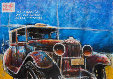 Painting titled "Mail old car" by Jean-Luc Lacroix (JL LACROIX), Original Artwork, Acrylic