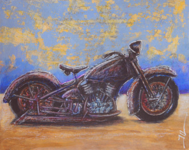 Painting titled "Old motorcycle" by Jean-Luc Lacroix (JL LACROIX), Original Artwork, Acrylic