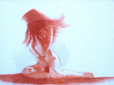 Картина под названием "nu ,sanguine" - Jean-Luc Lafond, Подлинное произведение искусства, Пастель