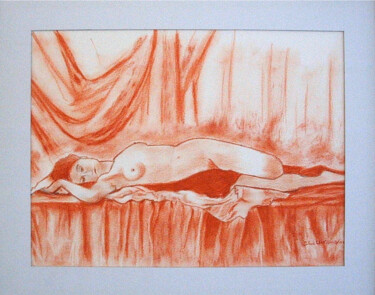 Pintura titulada "nu ,sanguine" por Jean-Luc Lafond, Obra de arte original, Pastel