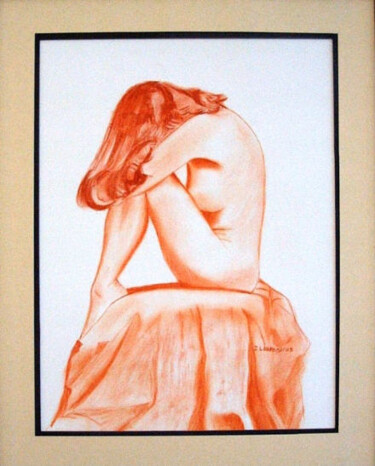 Malarstwo zatytułowany „nu ,sanguine” autorstwa Jean-Luc Lafond, Oryginalna praca, Pastel