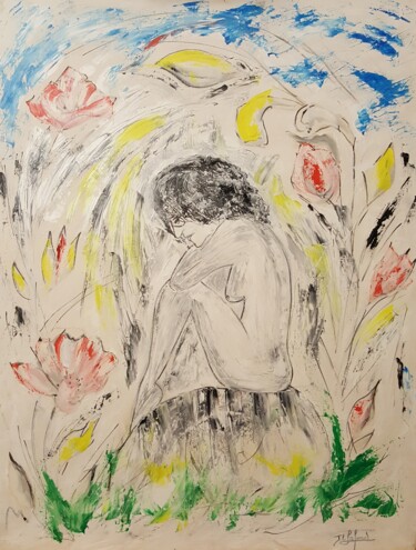 Pittura intitolato "nu de femme" da Jean-Luc Lafond, Opera d'arte originale, Olio