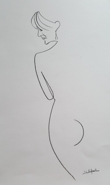 Tekening getiteld "nu de femme" door Jean-Luc Lafond, Origineel Kunstwerk, Potlood