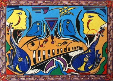 Peinture intitulée "joueurs de jazz 2" par Jean-Luc Lafond, Œuvre d'art originale, Huile