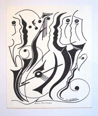 Dessin intitulée "Étude pour tableau 1" par Jean-Luc Lafond, Œuvre d'art originale, Marqueur