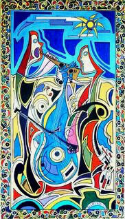 Peinture intitulée "duo jazz" par Jean-Luc Lafond, Œuvre d'art originale, Huile
