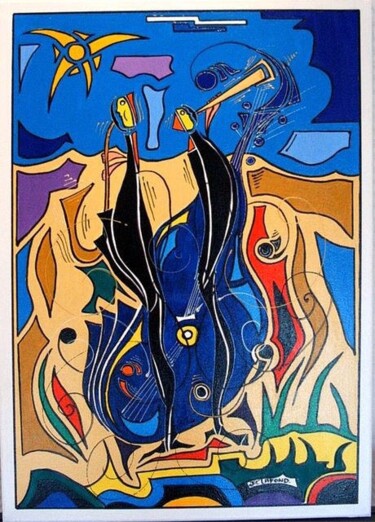 Peinture intitulée "duo jazz 2" par Jean-Luc Lafond, Œuvre d'art originale, Huile