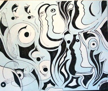 Peinture intitulée "espace jazz 2" par Jean-Luc Lafond, Œuvre d'art originale, Huile