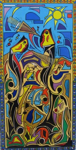 Peinture intitulée "joueurs de jaz" par Jean-Luc Lafond, Œuvre d'art originale