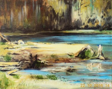 Painting titled "paysage de loire" by Jean-Luc Lafond, Original Artwork, Oil