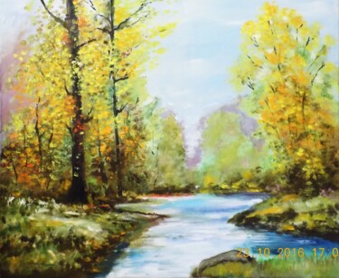 Painting titled "paysage d'automne" by Jean-Luc Lafond, Original Artwork, Oil