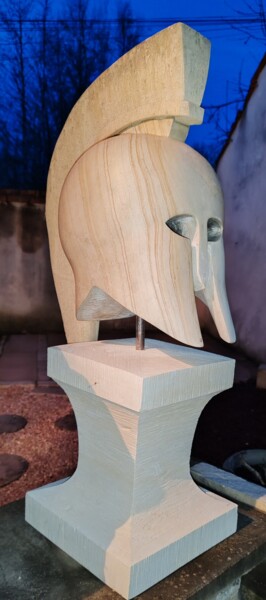 Skulptur mit dem Titel "casque spatiate en…" von Jean Luc Latour, Original-Kunstwerk, Stein