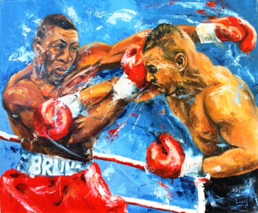 Painting titled "738 Boxe Tyson cont…" by Jean-Luc Lopez, Original Artwork, Oil Mounted on Wood Stretcher frame