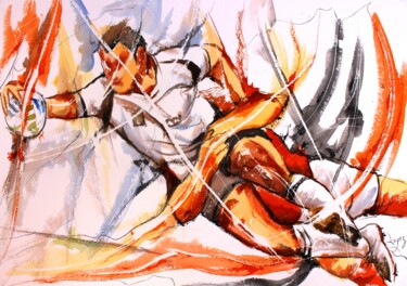 Schilderij getiteld "381 Geste rugbystiq…" door Jean-Luc Lopez, Origineel Kunstwerk, Inkt