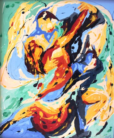 Schilderij getiteld "847 Tango de feu" door Jean-Luc Lopez, Origineel Kunstwerk, Olie