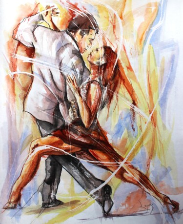 Schilderij getiteld "401 Ecart de tango" door Jean-Luc Lopez, Origineel Kunstwerk, Inkt